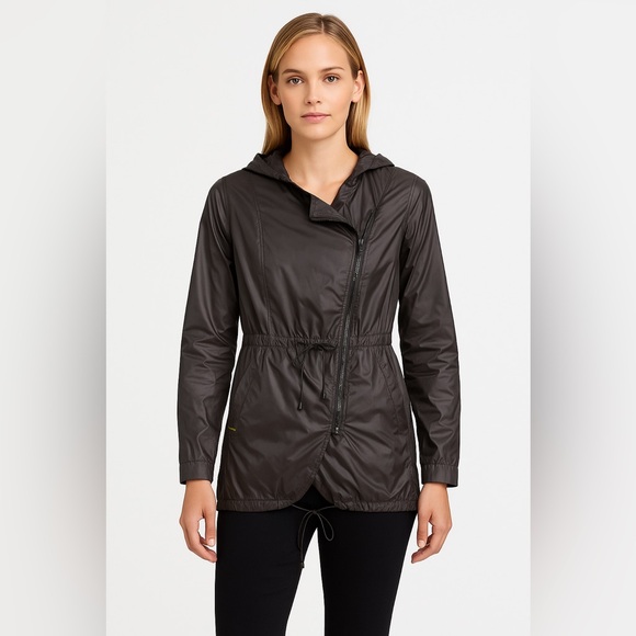 Soia & Kyo Charcoal Lightweight Hooded Zip Jacket Drawstring Waist S